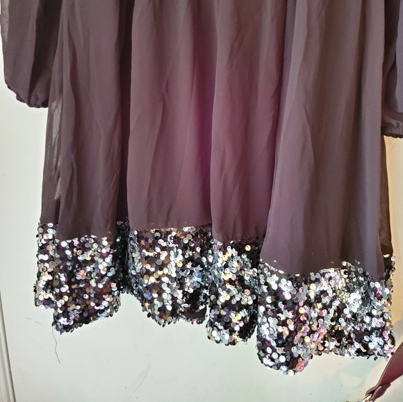 NWT!Flora Paris Womens Black Sequin Surplice Dress - Picture 4 of 9